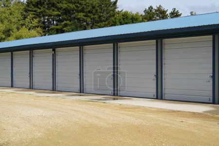Photo for White and Blue storage units being used by the community - Royalty Free Image