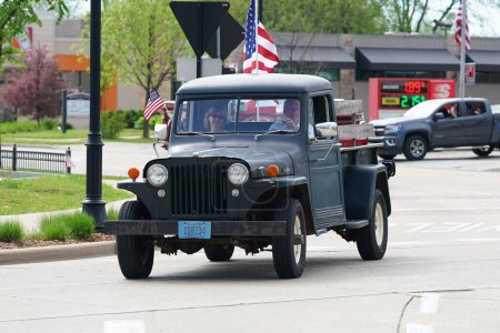 Photo for Oconomowoc, Wisconsin / USA - May 25th, 2020: Veterans of foreign wars of Oconomowoc community held a memorial veterans day parade despite of the covid-19 and social distancing order. - Royalty Free Image