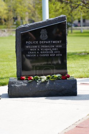 Photo for Fond du Lac, Wisconsin / USA - May 15th, 2019: Fond du Lac, Wisconsin held their memorial ceremony of fallen officers from Local Police, Firefighters, and State Police officers that lived in the area - Royalty Free Image