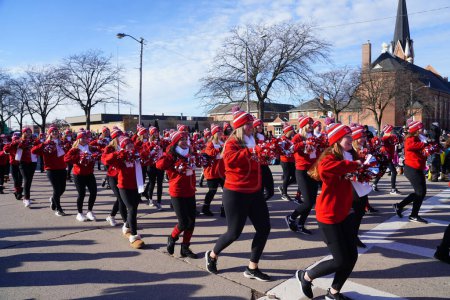 Photo for Green Bay, Wisconsin / USA - November 23rd, 2019: Members of Barb's Centre For Dance came out to participate and danced in 36th Annual Prevea Green Bay Holiday Parade hosted by Downtown Green Bay. - Royalty Free Image