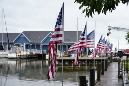 Photo for Fond du Lac, Wisconsin USA - August 26, 2019: 10th anniversary of Military Appreciation Cruise Fond du Lac Yacht Club, which  honors both active duty soldiers and military veterans by providing them some unique time on Lake Winnebago - Royalty Free Image