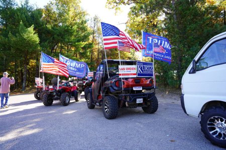 Photo for Mauston, Wisconsin / USA - October 10th, 2020: 45th president trump supporters rallied at shipwreck bay in ATVs and UTVs to travel through juneau county in a parade to show support. - Royalty Free Image