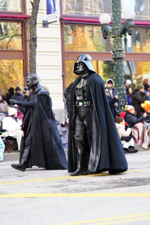 Photo for Chicago, Illinois USA - November 23th 2023: Members of the 501st Midwest Garrison dressed up in Star Wars Costumes and participated in 2023 Chicago Thanksgiving Parade. - Royalty Free Image