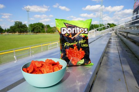 Photo for Kenosha, Wisconsin / USA - June 27th, 2020: Doritos Flamin' Hot Limon Flavored Tortilla Chips, 9.75 oz Bag - Royalty Free Image