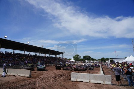 Pickett, Wisconsin / USA - September 18th, 2020: hollywood motorsports entertainment held their annual paws for the cause demolition derby.