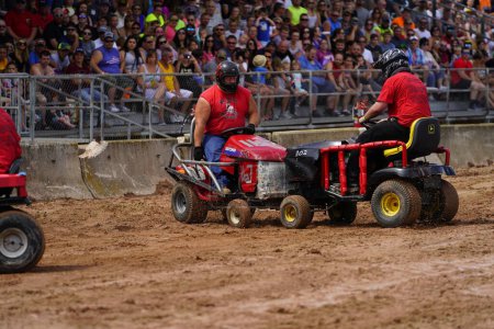 Photo for Pickett, Wisconsin / USA - September 18th, 2020: Lawnmower demolition derby took place at hollywood motorsports derby event for paws for the cause. - Royalty Free Image