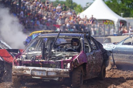 Photo for Pickett, Wisconsin / USA - September 18th, 2020: hollywood motorsports entertainment held their annual paws for the cause demolition derby. - Royalty Free Image