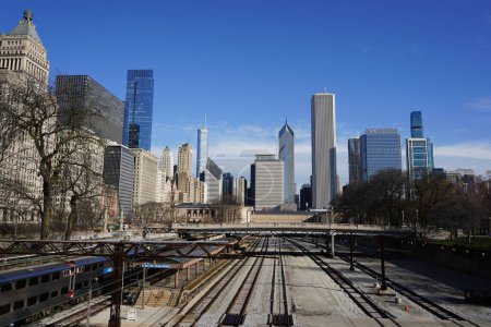 Photo for Chicago, Illinois USA - March 16th, 2024: Metra train station near downtown Chicago. - Royalty Free Image