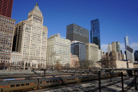 Photo for Chicago, Illinois USA - March 16th, 2024: Metra train station near downtown Chicago. - Royalty Free Image