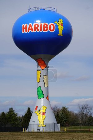 Photo for Pleasant Prairie, Wisconsin USA - March 16th, 2024: Haribo candy company logo on a water tower. - Royalty Free Image
