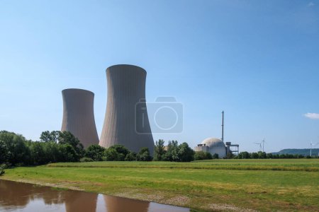 Next to a river is a nuclear power plant