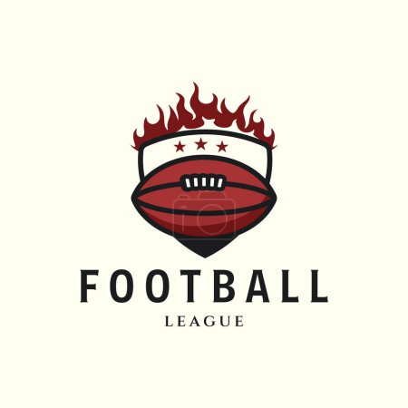 Illustration for American football vintage style logo with emblem fire vector template illustration design - Royalty Free Image
