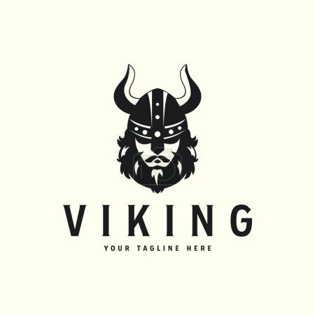Illustration for Face viking vintage style logo vector template illustration design, helmet viking icon concept - Royalty Free Image