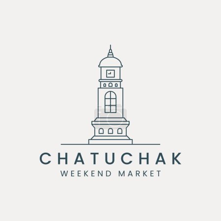 Illustration for Chatuchak line art logo vector template illustration design. thailand market icon building design - Royalty Free Image