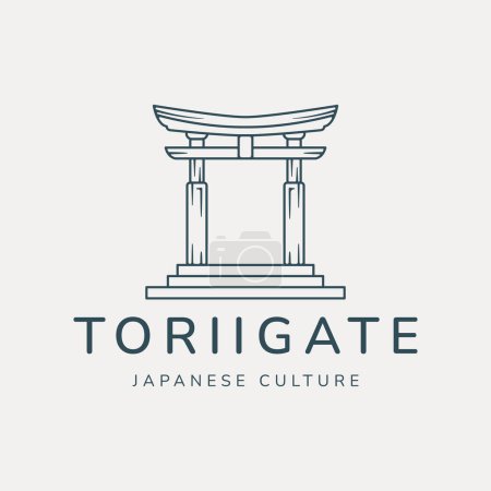 Ilustración de Torii puerta logo línea arte vector ilustración plantilla diseño - Imagen libre de derechos