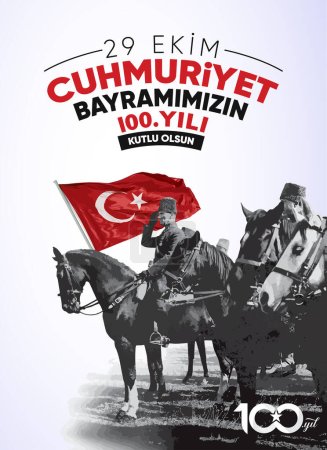 Illustration for 29 Ekim Cumhuriyet Bayrami Kutlu Olsun. Translation: Happy 29th October our Republic Day. - Royalty Free Image