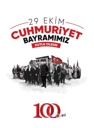 Illustration for 29 Ekim Cumhuriyet Bayram Kutlu Olsun. Translation: Happy 29th October our Republic Day. - Royalty Free Image