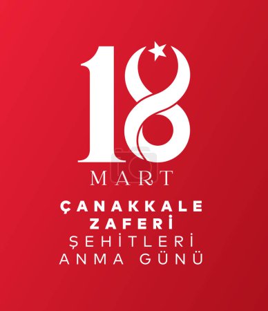 Ilustración de 18 Mart Canakkale Deniz Zaferi ve Sehitleri Anma Gunu. Traducción: 18 de marzo Día de la Victoria de Canakkale y Día de los Mártires. - Imagen libre de derechos