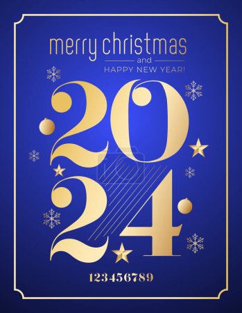 Yeni yil ve mutlu yillar 2024 2025 tebrik karti. Translation: Merry christmas and happy new year 2024 2025 greeting card.
