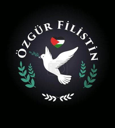 Illustration for Ozgur filistin logo, cizim konsept Translation: free Palestine logotype. Drawing concept. - Royalty Free Image