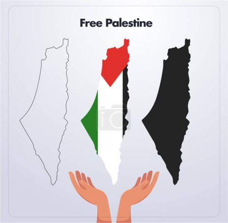 Illustration for Free Palestine, Palestine Drawing map concept. - Royalty Free Image