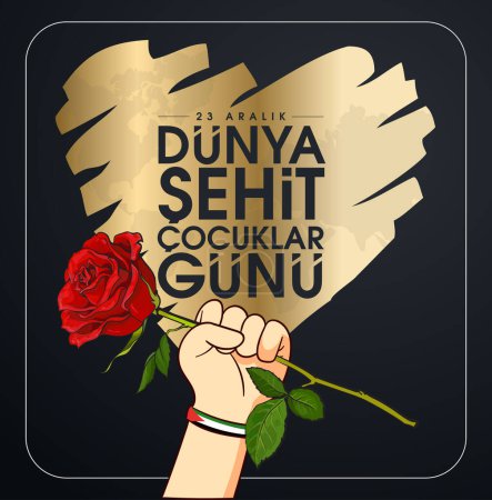 Ilustración de 23 Aralik Dunya Sehit Cocuklar Gunu, ozgur filistin (Rimin Gunu) Traducción: Día Mundial de los Niños Mártir 23 de diciembre (el día del canon) - Imagen libre de derechos