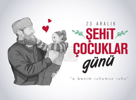 Illustration for 23 Aralik Dunya Sehit Cocuklar Gunu, ozgur filistin (Rimin Gunu) Translation: World Martyr Children's Day December 23 (the reem's day) - Royalty Free Image