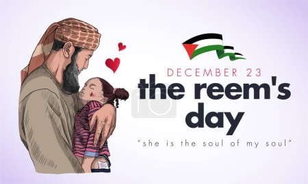 Illustration for December 23 the reem's day, free Palestine. Drawing concept. - Royalty Free Image