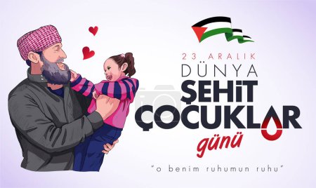 Ilustración de 23 Aralik Dunya Sehit Cocuklar Gunu, ozgur filistin (Rimin Gunu) Traducción: Día Mundial de los Niños Mártir 23 de diciembre (el día del canon) - Imagen libre de derechos