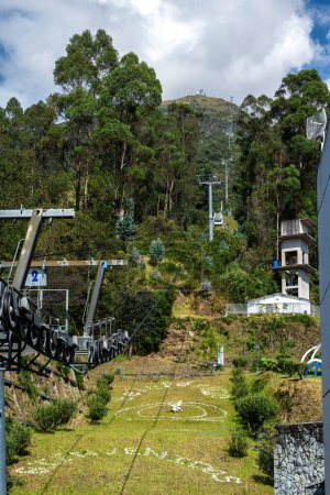 Photo for Gondola named the TeleferiQo climbing the Andes mountains outside of Quito, Ecuador - Royalty Free Image
