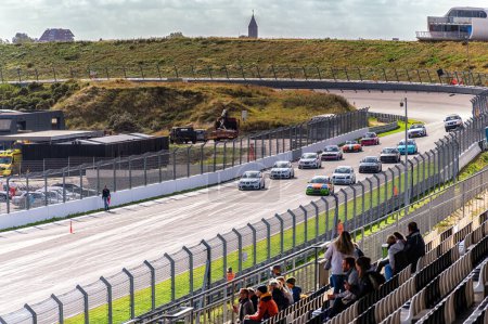 Photo for Zandvoort, Netherlands - 08 October 2022: racecars on track, race track, Circuit Zandvoort, province of North Holland, Netherlands, Europe, Zandvoort - Royalty Free Image