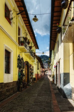 Photo for Beautiful street view of the famous Calle de la Ronda in the historical center in Quito - Royalty Free Image