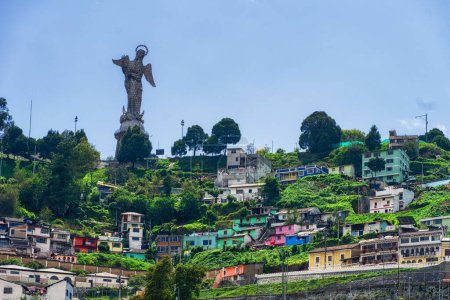 Photo for Virgen de Quito (Madonna of Quito) statue and neighborhood on El - Royalty Free Image