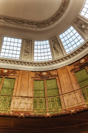 Photo for Haarlem, The Netherlands - 11 February 2023: The Oval room (dated from 1784) inside Teylers Museum (art, natural history and science) with wooden and ornate architecture - Royalty Free Image