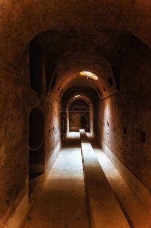 Photo for El Badi Palace in Marrakesh, Morocco: passageway in the dungeon on the south side of the main central court - Royalty Free Image