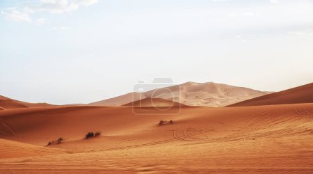 Foto de Dunas de arena Erg Chebbi en el desierto del Sahara cerca de Merzouga, Marruecos, norte de África - Imagen libre de derechos