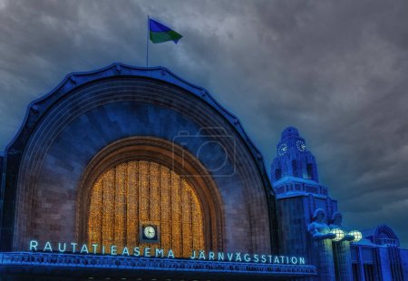 Front Facade Of The Central Station In Helsinki , Finland