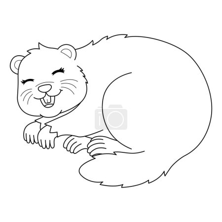 Illustration for A cute and funny coloring page of a Groundhog Hibernating. Provides hours of coloring fun for children. Color, this page is very easy. Suitable for little kids and toddlers. - Royalty Free Image