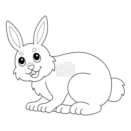 Ilustración de Una página para colorear lindo y divertido de un conejo. Proporciona horas de diversión para colorear para los niños. Color, esta página es muy fácil. Apto para niños pequeños y niños pequeños. - Imagen libre de derechos