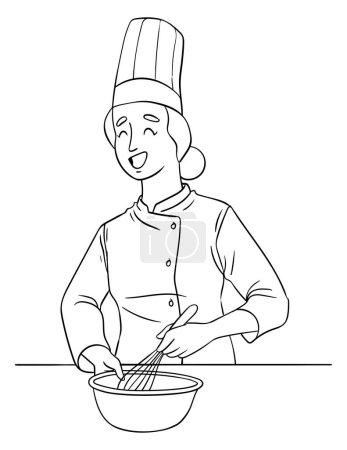 Illustration for A cute and funny coloring page of a Chef. Provides hours of coloring fun for children. Color, this page is very easy. Suitable for little kids and toddlers. - Royalty Free Image