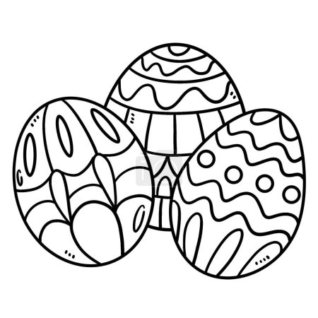 Illustration for A cute and funny coloring page of Three Easter Eggs. Provides hours of coloring fun for children. Color, this page is very easy. Suitable for little kids and toddlers. - Royalty Free Image