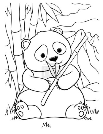 Illustration for A cute and funny coloring page of Panda. Provides hours of coloring fun for children. Color, this page is very easy. Suitable for little kids and toddlers. - Royalty Free Image