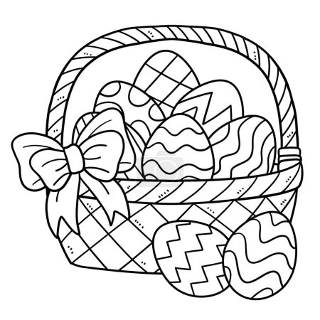 Illustration for A cute and funny coloring page of an Easter Eggs Basket. Provides hours of coloring fun for children. Color, this page is very easy. Suitable for little kids and toddlers. - Royalty Free Image