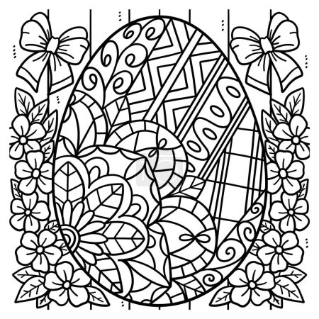 Illustration for A cute and funny coloring page of an Easter Egg Mandala. Provides hours of coloring fun for children. Color, this page is very easy. Suitable for little kids and toddlers. - Royalty Free Image