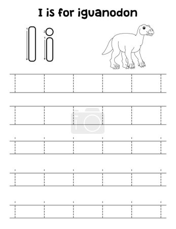 A cute and funny tracing page of an Iguanodon. Provides hours of tracing fun for children. To trace, this page is very easy. Suitable for little kids and toddlers.