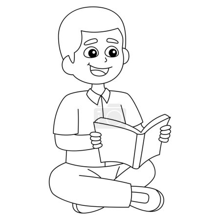 Illustration for A cute and funny coloring page of the 100th Day Of School Student Reading Book. Provides hours of coloring fun for children. Color, this page is very easy. Suitable for little kids and toddlers. - Royalty Free Image