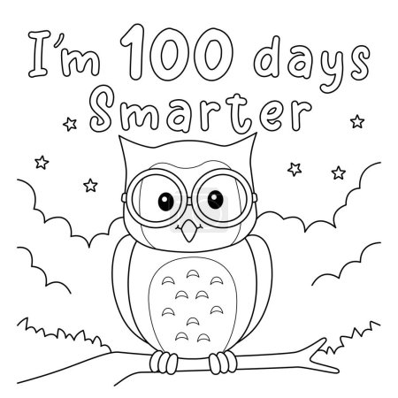Illustration for A cute and funny coloring page for the 100th Day Of School Smarter Owl. Provides hours of coloring fun for children. Color, this page is very easy. Suitable for little kids and toddlers. - Royalty Free Image