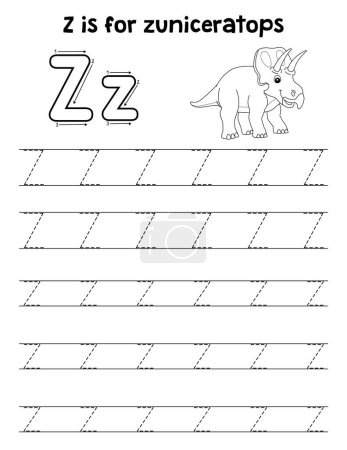 A cute and funny tracing page of a Zuniceratops. Provides hours of tracing fun for children. To trace, this page is very easy. Suitable for little kids and toddlers.