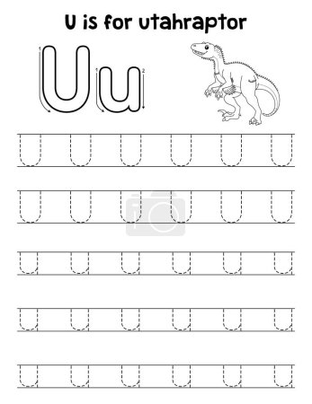 A cute and funny tracing page of a Utahraptor. Provides hours of tracing fun for children. To trace, this page is very easy. Suitable for little kids and toddlers.