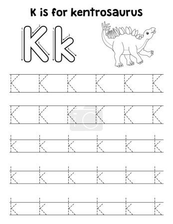 A cute and funny tracing page of a Kentrosaurus. Provides hours of tracing fun for children. To trace, this page is very easy. Suitable for little kids and toddlers.